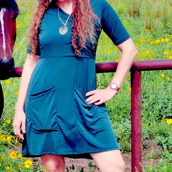 lady hike Dresses & Skirts - Lady Hike Teal Stretch Happy Dress Size L